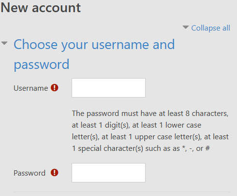 Choose Your Username and Password